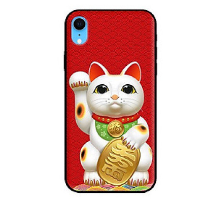 Ốp lưng cho iPhone XR Mèo May Mắn Nền Đỏ - Hàng chính hãng