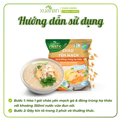 Cháo Yến Mạch Thịt Gà & Đông Trùng Hạ Thảo Xuân An Gói 40G ( Mua 6 Gói Tặng Kèm 1 Gói)