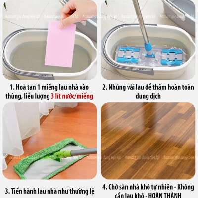 Túi 30 Miếng Lau Sàn Nhà Hoà Tan Trong Nước 2 Mùi Hương Hoa Làm Sạch Khử Khuẩn Bảo Dưỡng Nền Gỗ Đá