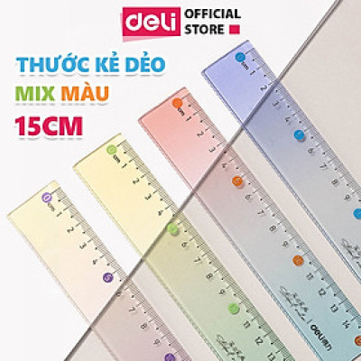 Thước Kẻ Màu Gradient Trong Suốt Deli 15cm Chất Liệu PS Bền Chống Trầy Xước Phù Hợp Với Học Sinh Dân Văn Phòng Học Tập