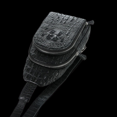 HC6285-86-87-88 - Túi đeo trước nam da cá sấu Huy Hoàng màu đen, nâu đất, vàng bò, nâu đỏ