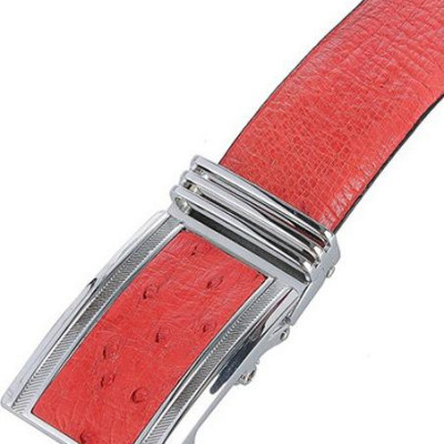 Thắt lưng nam da đà điểu Huy Hoàng da hột bản lớn màu đỏ HT4481