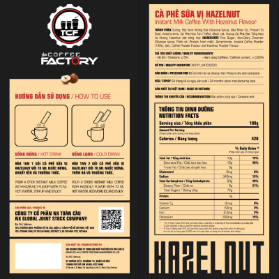Combo 3 hộp cà phê sữa vị hazelnut hòa tan The Coffee Factory (Hộp 15 gói x 16g)