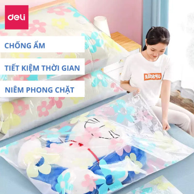 Túi Hút Chân Không Đựng Quần Áo, Chăn Ga Gối, Thú Bông Deli - Loại Dày Cao Cấp, Nhiều Hoạ Tiết, Bảo Vệ Quần Áo, Chăn Ga Khỏi Ẩm, Nấm Mốc, Chống Nước Tuyệt Đối