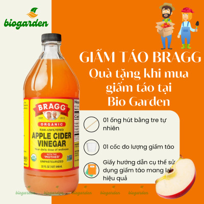 Giấm táo hữu cơ Organic Bragg 946ml Organic Apple Cider Vinegar 946ml (combo 4 chai)
