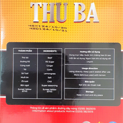 Bò khô Thu Ba 250gr dạng sợi, ăn vặt, biếu quà Tết