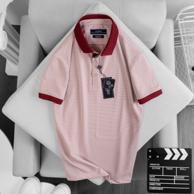 Áo polo nam dệt kiểu V đỏ đô ALGPLO77
