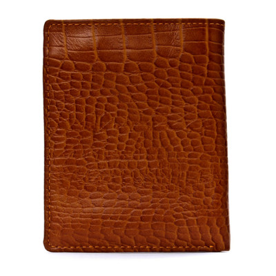 HJ2119 - Bóp nam Huy Hoàng vân cá sấu kiểu đứng màu da