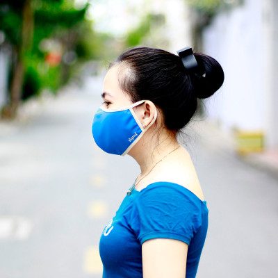 Khẩu trang chống nắng 2 lớp UPF50+ Zigzag MAS010 - Freesize - Xanh da trời