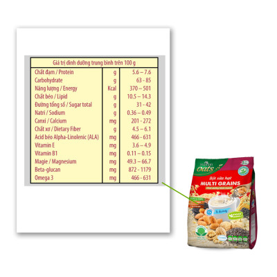 Bột Sữa Hạt Multi Grains Xuân An[ít đường]Túi 400g(25g*16 gói)(Tặng Kèm 1 Túi Yến Mạch 150G)