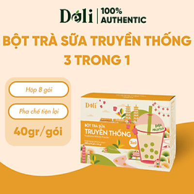 Bột Trà Sữa Truyền Thống 3in1 Déli - Hộp 320gr (8 gói), pha chế trà sữa tiện lợi, nhanh chón