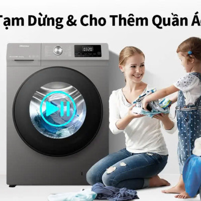 Máy giặt Hisense Inverter cửa ngang WFQA1043BT 10.5kg diệt khuẩn 99%, tiết kiệm điện, bảo hành 3 năm - HÀNG CHÍNH HÃNG