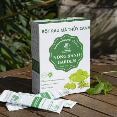 Nông Xanh Garden Bột Rau Má Thủy Canh Đậu Xanh Cốt Dừa Hộp 15 gói (10gram/1 gói) hòa tan uống liền, dễ uống, thanh nhiệt