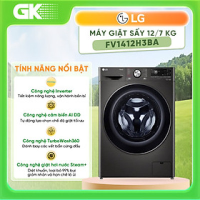 Máy giặt sấy LG Inverter giặt 12 kg - sấy 7 kg FV1412H3BA - HÀNG CHÍNH HÃNG  - CHỈ GIAO HCM