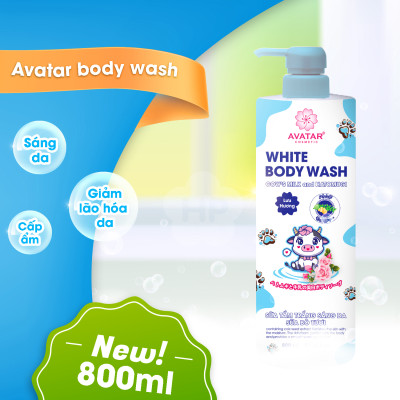 Sữa Tắm Trắng Sáng Da Sữa Bò Tươi Avatar White Body Wash 800 mL (2 loại)