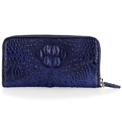 HC3717 - Ví nữ Huy Hoàng da cá sấu 1 khóa nguyên con màu xanh đậm