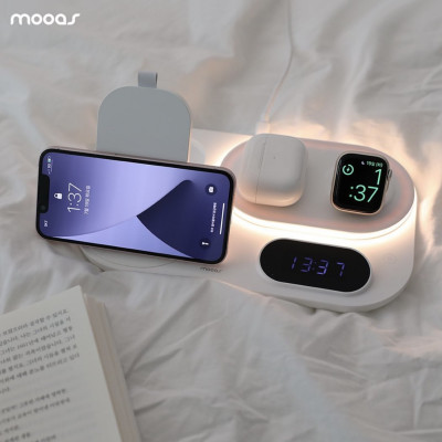 Sạc không dây đa năng  4in1 cực xinh Mooas - Hàn Quốc hàng chính hãng