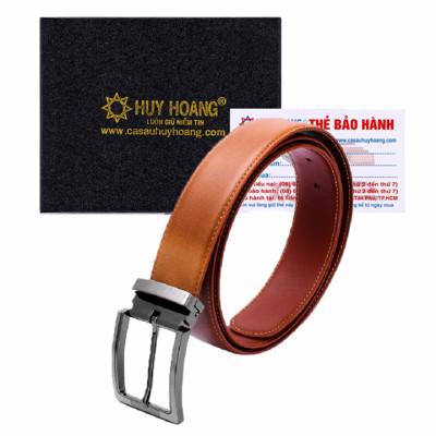 Dây nịt nam Huy Hoàng viền chỉ màu da bò HP4128, đen HP4129, nâu-HP4130, trắng HP4140