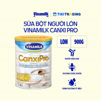 Sữa bột Vinamilk CanxiPro 900g (Hộp thiếc) - Sữa bổ sung Canxi cho người già cao tuổi, Tốt cho xương khớp - 900g