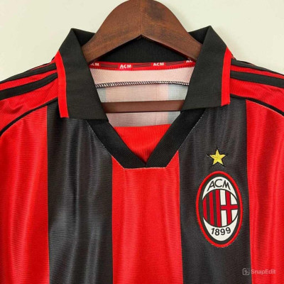 Áo Bóng Đá Retro AC Milan 1998 - Sân Nhà bản cao cấp vải Cotton Polyester