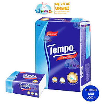 Lốc 4 Gói Khăn Giấy Cao Cấp Tempo Softpack Không Mùi, 4 Lớp, Không Gây Kích Ứng Da (90 Tờ/ Gói) - Thương Hiệu Đức