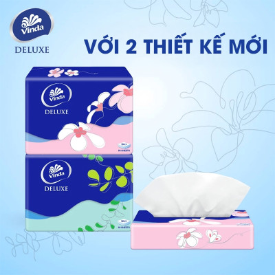 [LỐC SIZE S] Khăn giấy rút cao cấp Vinda Deluxe 3 lớp 50 tờ size S (4 Gói)
