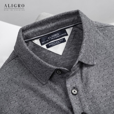 Áo polo nam cộc tay trơn màu xám vừa aligro ALGPLO44
