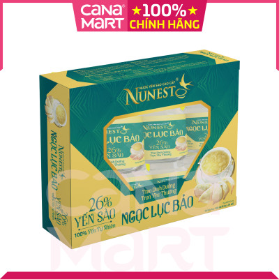 [Hộp 6 lọ x 70ml] Nước yến sào cao cấp Nunest NGỌC LỤC BẢO dành cho người lớn và trẻ em trên 3 tuổi