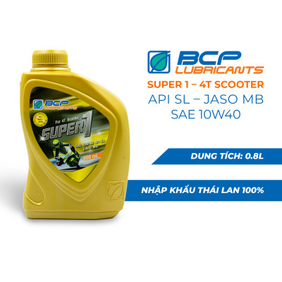 Combo Nhớt Xe Tay Ga BCP 10W40 Chai 800ML + Nhớt Hộp Số Xe Ga BCP 80W90 GL5 120mL Nhập Khẩu Thái Lan