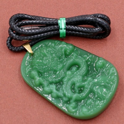 Dây chuyền mặt tượng Rồng R15 - thạch anh xanh ( 6.2cm x 4cm )