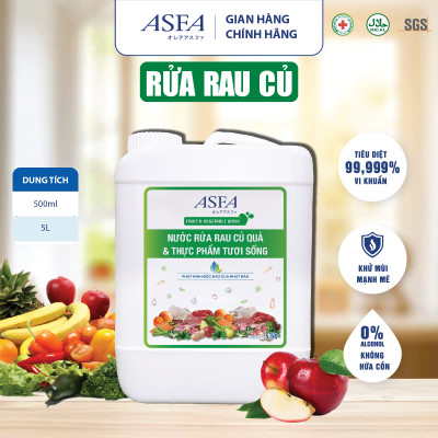 Nước Rửa Rau Củ & Thực Phẩm Tươi Sống Khử Khuẩn, Khử Mùi ASFA Fruit & Vegetable 5 lít An Toàn 100%