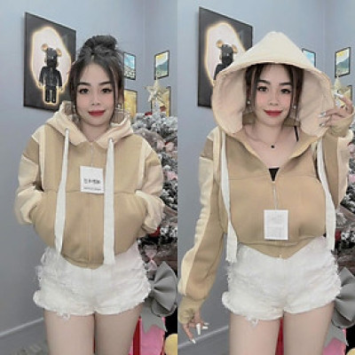 Áo khoác nữ nỉ dệt xuất khẩu cổ cao 4 túi phong cách phong cách-A2091