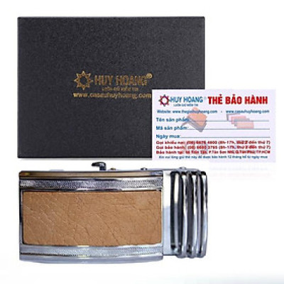 HT9423 - Đầu khóa da đà điểu Huy Hoàng da hột 4 phân đầu trắng màu vàng bò