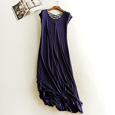 Váy bầu dự tiệc, Đầm maxi thun form rộng co giãn thoải mái khi mặc Haint Boutique HB35