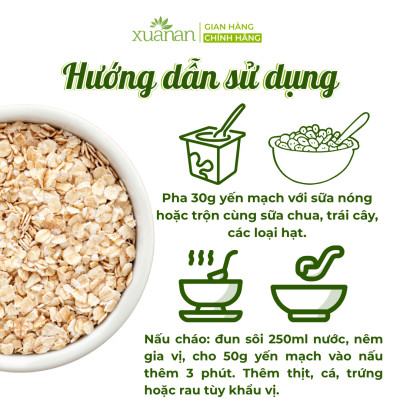 Yến Mạch Nguyên Chất Cán Mỏng Xuân An [ko đường]Hộp400G(Tặng 1 Túi Yến Mạch 150G)