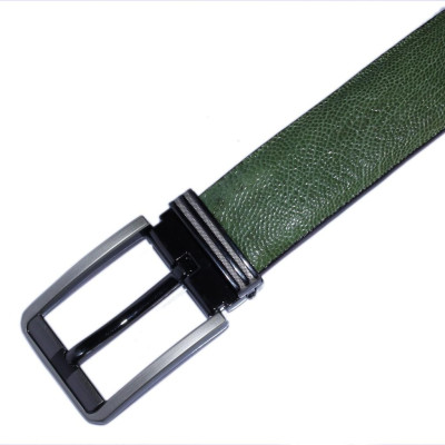 HP4485 - Dây nịt nam da đà điểu Huy Hoàng 4P đầu kim màu xanh rêu