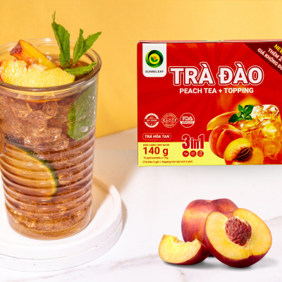 [TẶNG TOPPING] Trà Đào hòa tan Sunbeleaf, có đào thật, trà hoa quả tươi ngon, thanh mát, hộp 10 gói