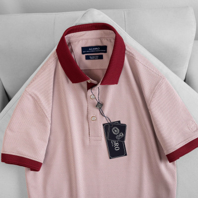 Áo polo nam dệt kiểu V đỏ đô ALGPLO77