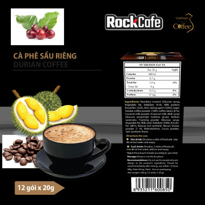 Hộp 12 gói Cà phê Sầu riêng ROCKCAFE (20g/gói)