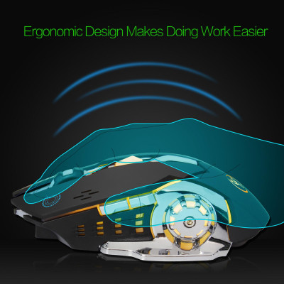 Chuột chơi game HXSJ M70 2.4G sạc không dây đầy màu sắc với DPI có thể điều chỉnh cho PC Notebook