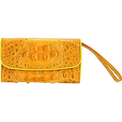 Ví Nữ Da Cá Sấu 3 Gấp Nguyên Con Huy Hoàng HT3299 (19 x 10.5 cm) - Vàng Nghệ