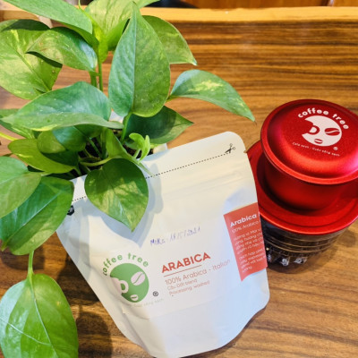 Cà phê bột Arabica Cầu Đất 500g nguyên chất 100% thơm nồng, vị nhẹ, gu tây TẶNG Phin Nhôm Pha Cà Phê Màu Đỏ Cao Cấp