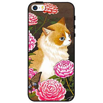 Ốp lưng in cho Iphone 5/5s/5se Mẫu Mèo Và Hoa