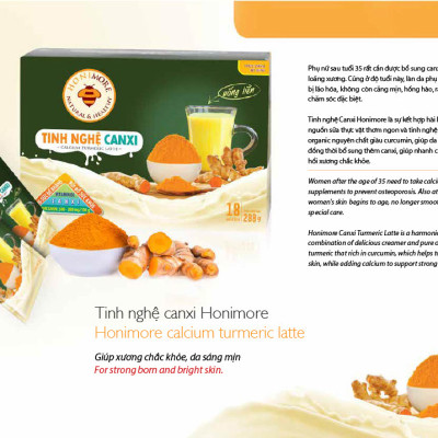 Tinh nghệ canxi Honimore hộp 288g - 18 gói Thơm ngon dễ uống
