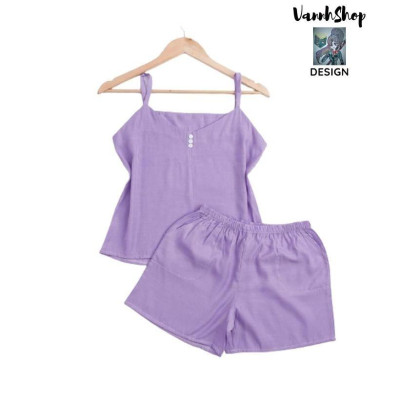 Đồ bộ nữ 2 dây mặc nhà VannhShop chất vải đũi xước Hàn Quốc nhẹ nhàng thoải mái có độ co giãn tốt