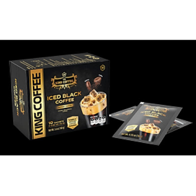 King Coffee Cà Phê Hòa Tan Đen Đá - Có Đường - Hộp 160g (10 gói x16g) Mạnh như cà phê rang xay
