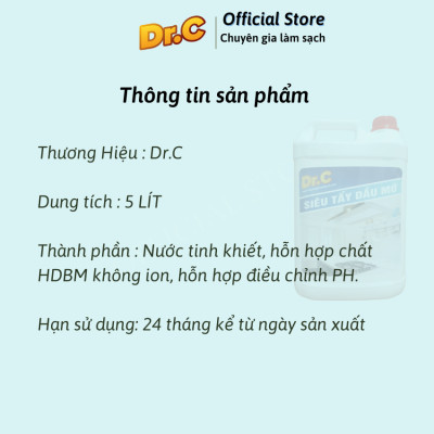 Siêu tẩy dầu mỡ Dr.C CHÍNH HÃNG - đánh bay vết bẩn cứng đầu (Chai lớn 5L tiết kiệm)