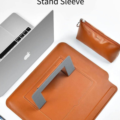 Bao Da Skin Pro Slim Stand Sleeve Dành Cho Macbook Chất Liệu Da PU Mịn, Nắp Từ Tính Có Chân Đế Có Thể Tự Điều Chỉnh - Hàng Chính Hãng 