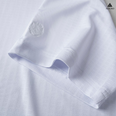 Áo phông nam ngắn tay ALIGRO chất vải cotton ô chấm màu trắng năng động ALGAPC073