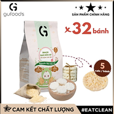 Bánh snack ăn dặm hữu cơ cho bé GUfoods - Thành phần gạo organic, Không gia vị, Dễ Tiêu hoá, Phù hợp cho bé từ 1 tuổi